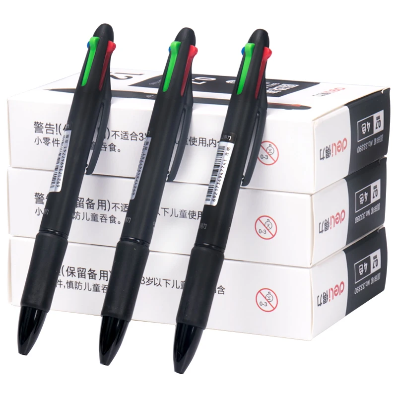 12pcs/lot MultiColor Pen Fine Point 4 in 1 Colorful Retractable Ballpoint Pens, Multi Function Pen, (0.7mm), Free Shipping