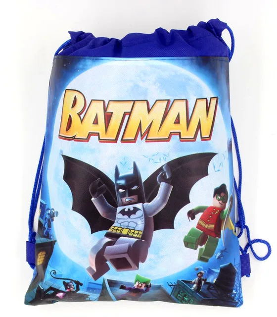 12 комплектов красивых лего Бэтмен drawstring сумка для мальчиков девочек на день