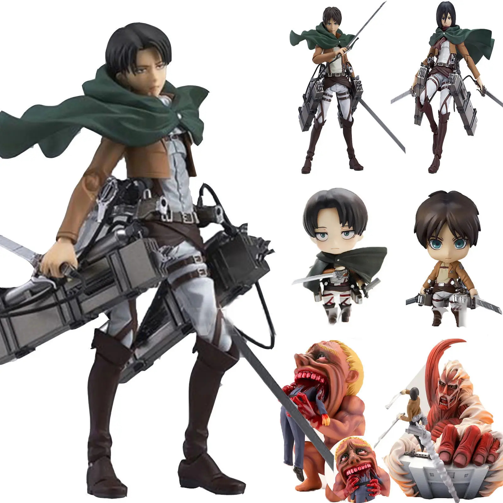 Атака на Титанов Shingeki Nendoroid Figma Леви Mikasa Эрен фигурку Статуэтка аниме Рисунок
