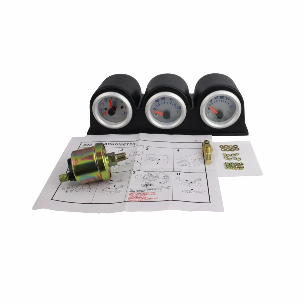 2 дюйма 52 мм тройной тахометр об/мин + Датчик температуры воды Масляный Пресс