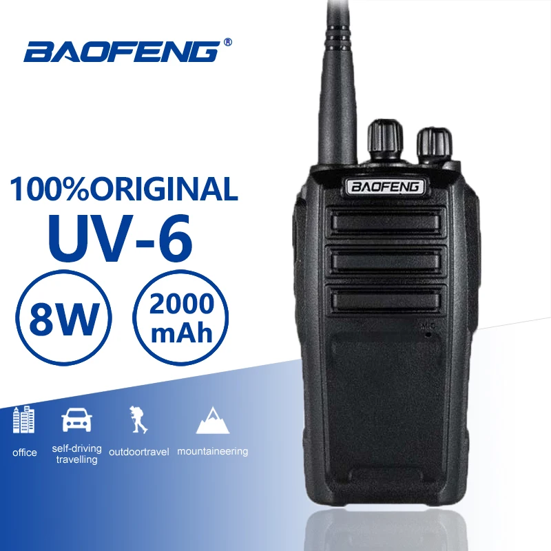

Baofeng UV-6 Walkie Talkie New Arrival 8w 128 Channel High Power Long Standby UHF VHF Dual Band Two Way Radio Woki Toki CB Radio