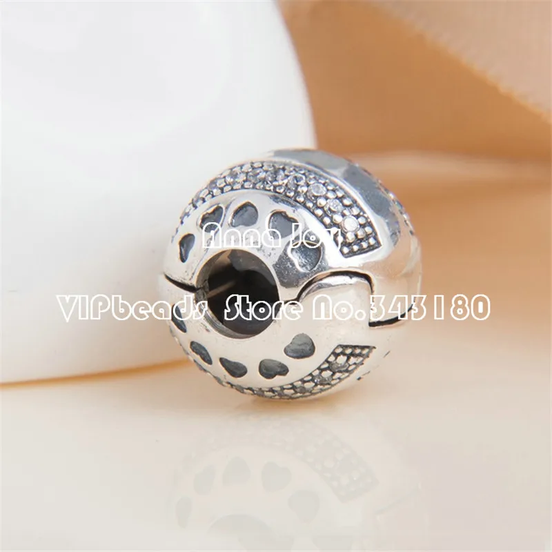 2018 Fall S925 Sterling Silver Hearts Clip With Clear CZ Charm Bead Fits All European Woman Jewelry DIY Bracelets Necklaces | Украшения и