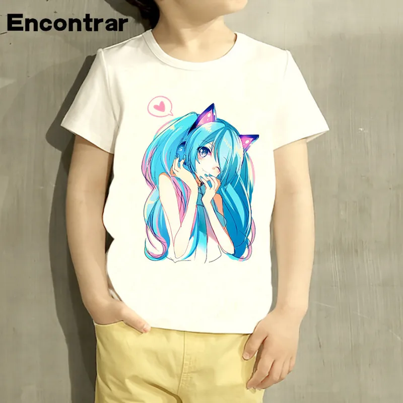 Футболка с изображением японского аниме Vocaloid Hatsune Miku для маленьких мальчиков и