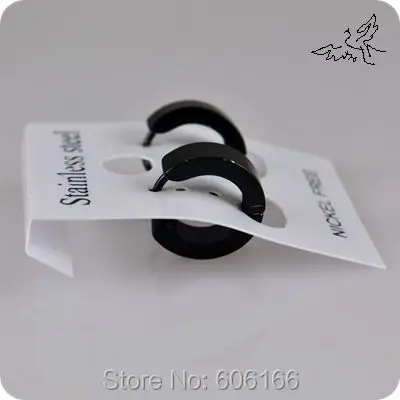 

12 Pairs Black Stainless Steel Hoop Clip Earring Stud Earrings Fashion Jewelry Wholesale