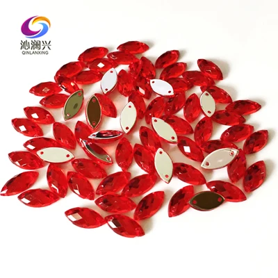 Deep red 7x15 мм, 50 шт./лот, стразы в форме глаз, Пришивные с плоской задней стороны, акриловые Стразы для шитья, хрустальные камни для рукоделия/рукоделия одежды/ювелирных аксессуаров - Цвет: Deep red