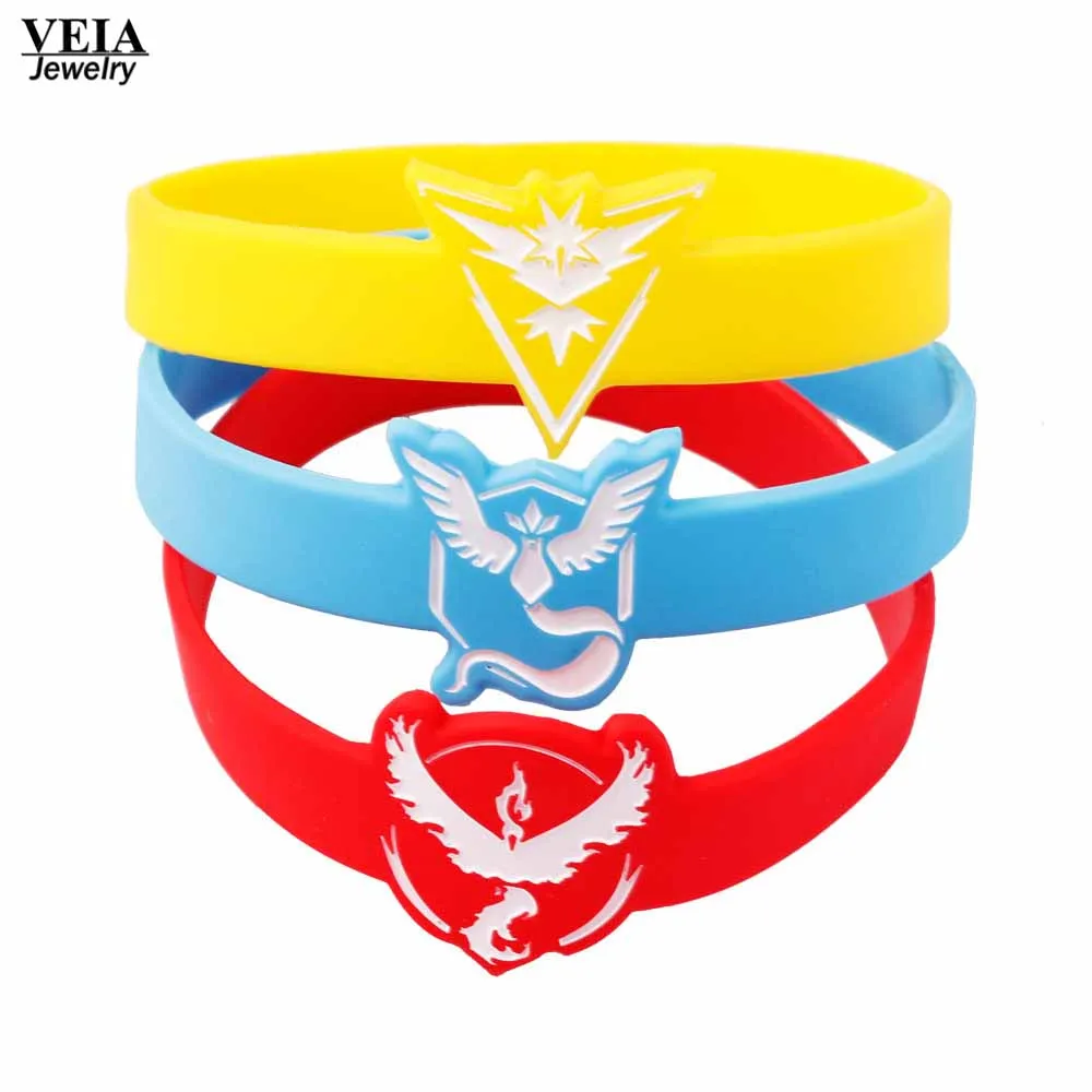 Rush Pokemon Go Эластичный Силиконовый Браслет Team Mystic Valor инстинкт модные женские туфли