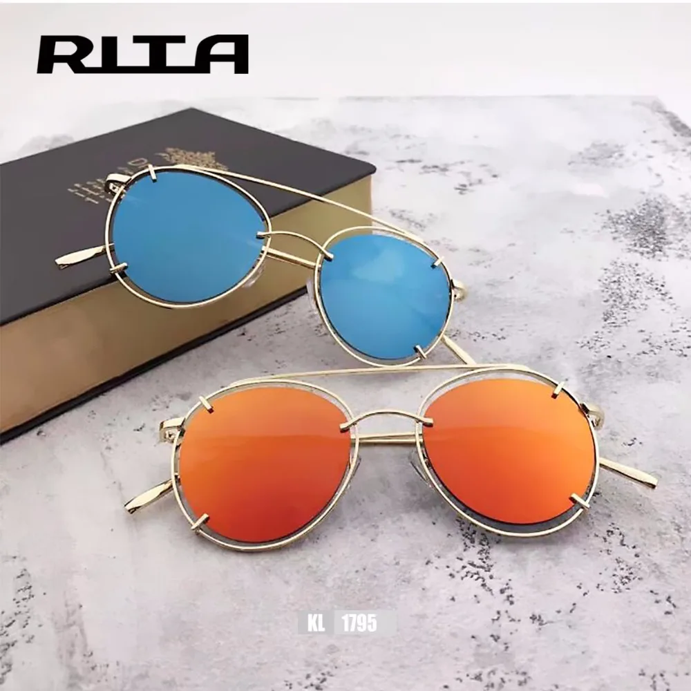 РИТА Женщины Марка дизайнер Зеркало Солнцезащитные Очки 2017 Роскошный Круглый