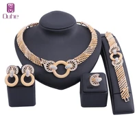 dubai gold color crystal jewelry set wholesale italian women jewelry sets brand nigerian wedding necklace bridal bijoux set
