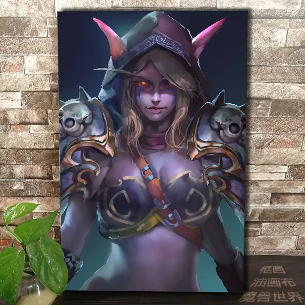 2 World of Warcrafts декоративная живопись рамка постеры Холст Картина Настенная живопись для домашнего декора Sylvanas Windrunner Jaina - Цвет: 2