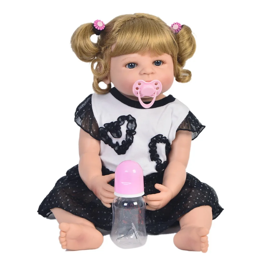 

55cm all Silicone Reborn Baby Doll Toys With princess dress Accessories girl Dolls 2019 fashion Birthday Gift Girls Brinquedos