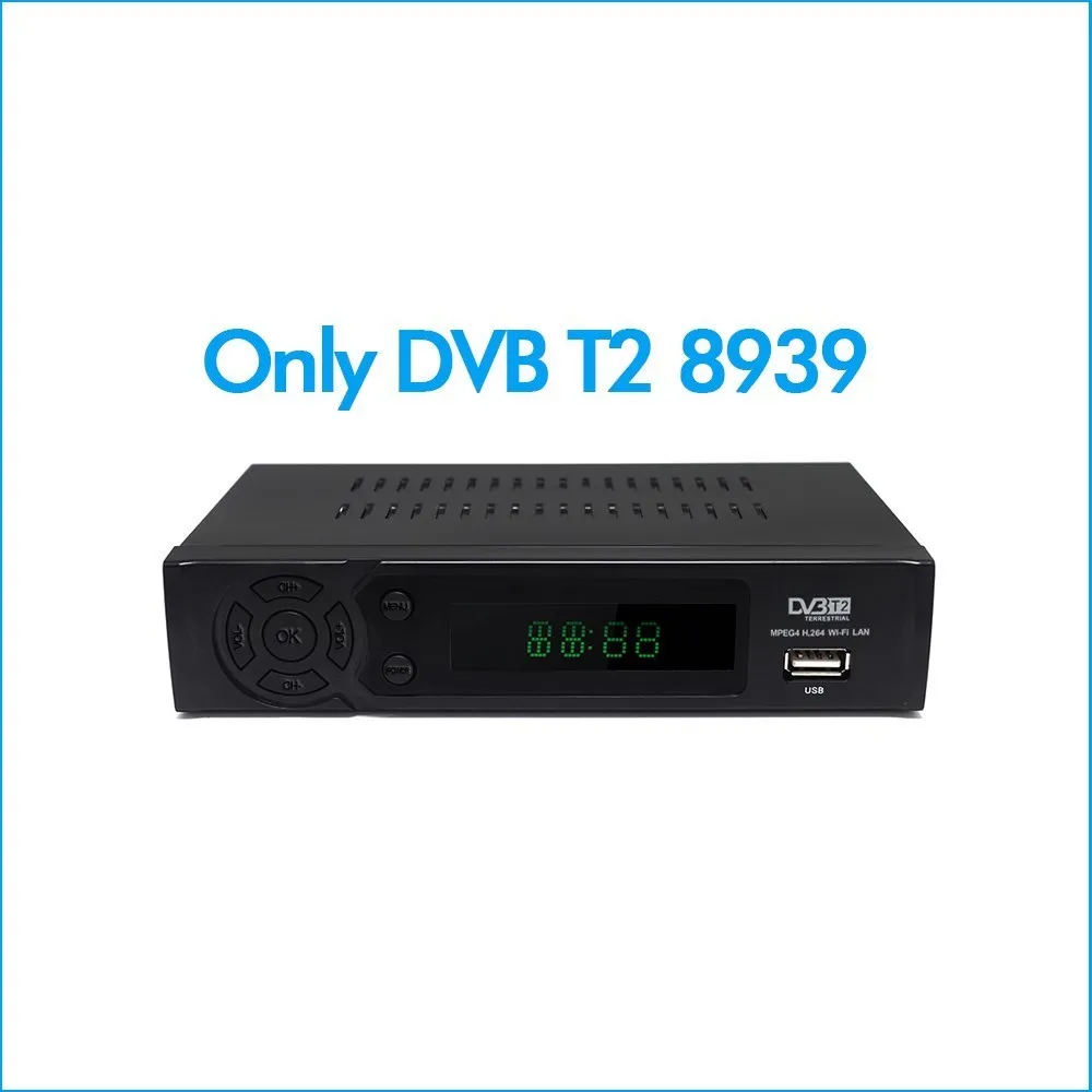 Full HD DVB T2 цифровой эфирный приемник Поддержка Youtube FTA 1080P RJ45 USB WIFi DVB-T2 ТВ-приставка тюнер рецептор ТВ-приставка - Цвет: TV BOX