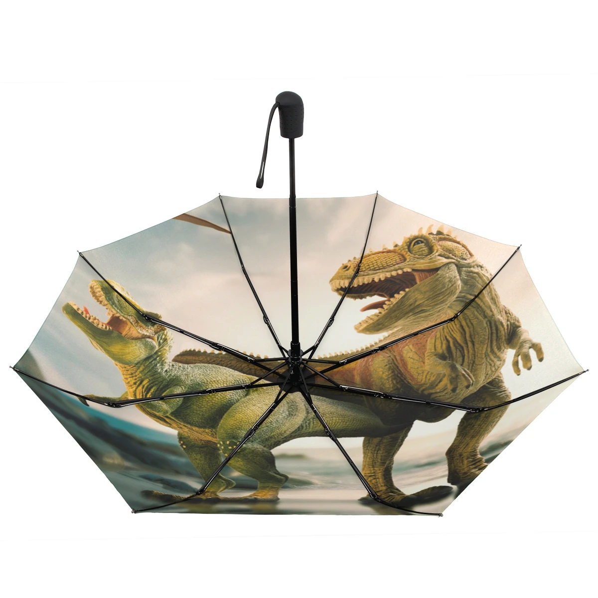 3D Printed Dinosaur Umbrella Wind Resistant Three Folding Automatic Rain Women Outdoor Sun Protection Male | Дом и сад