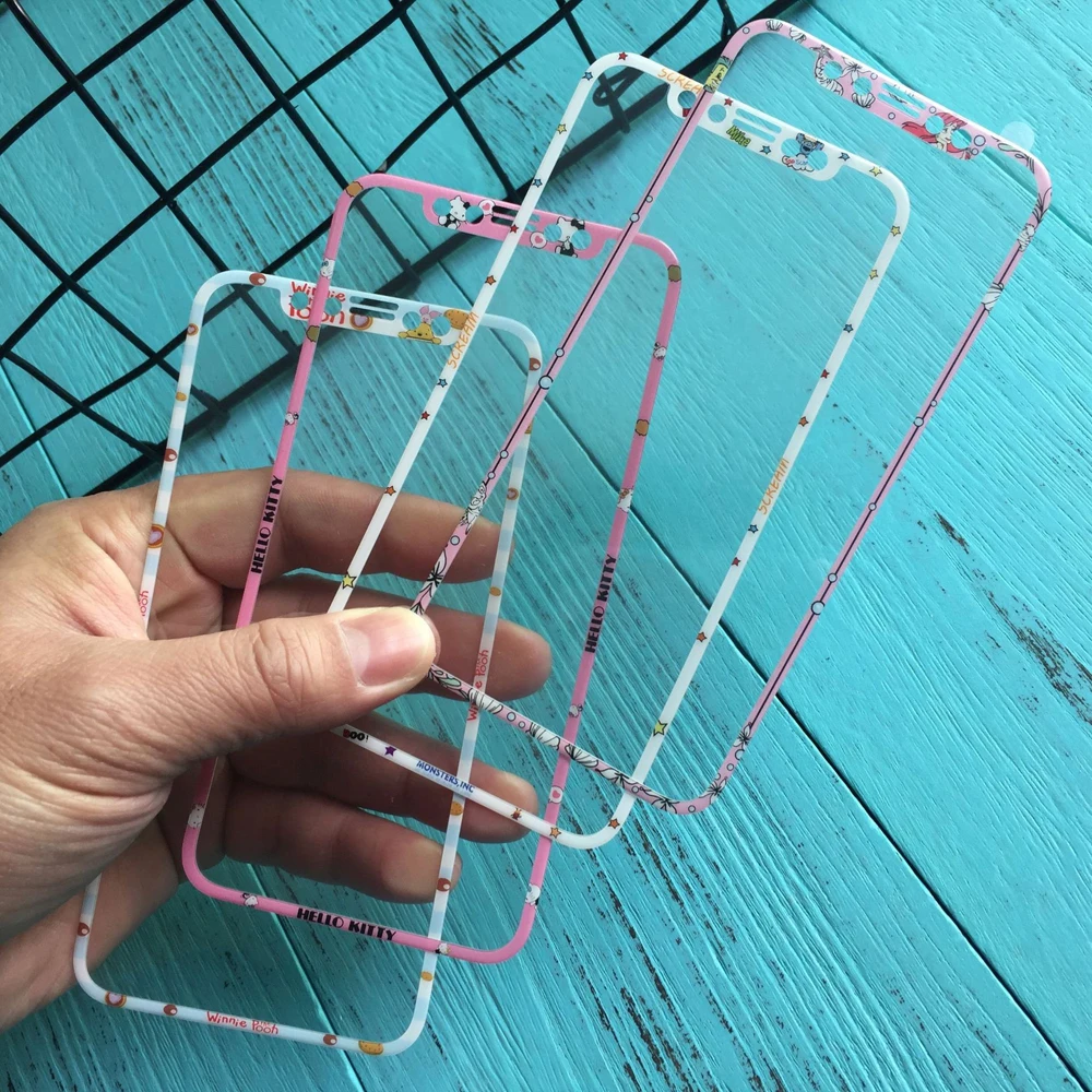 Мультфильм Закаленное стекло протектор экрана для iPhone X XS 3D изогнутый край Полное покрытие мышь Кошка Китти Принцесса Милая стеклянная пленка SJ19