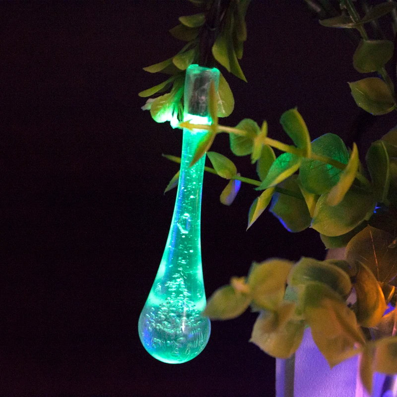 Красочная Солнечная лампа дождя Водонепроницаемая Рождественская Праздничная