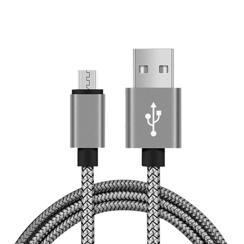 Gray Прочный Плетеный Нейлоновый Micro USB кабель для samsung Xiaom huawei Micro USB кабель для зарядки и передачи данных Micro USB шнур для зарядного устройства - Цвет: Gray