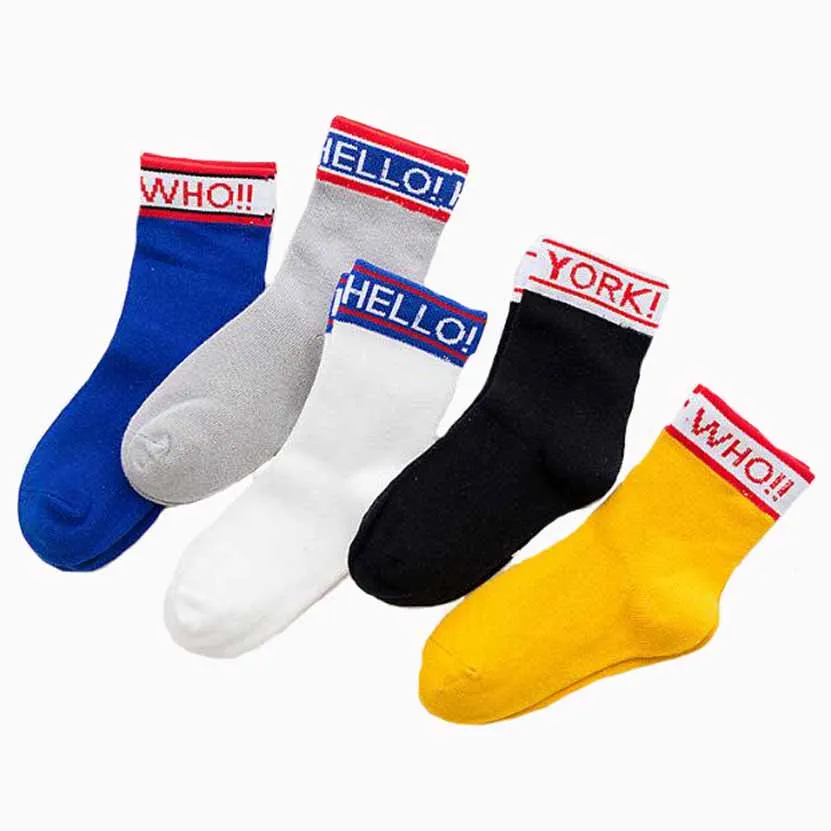 5 пар в упаковке новые детские носки на осень и зиму с надписями