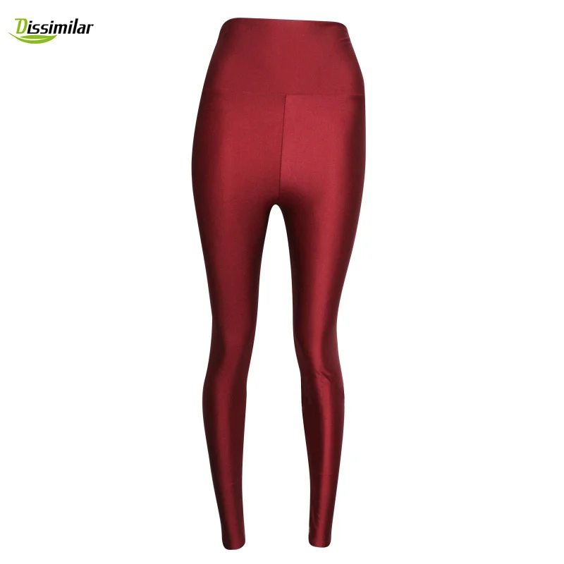 NEW High-Waisted Fluorescence Leggings Solid Color Disco Pants S/M/L/XL