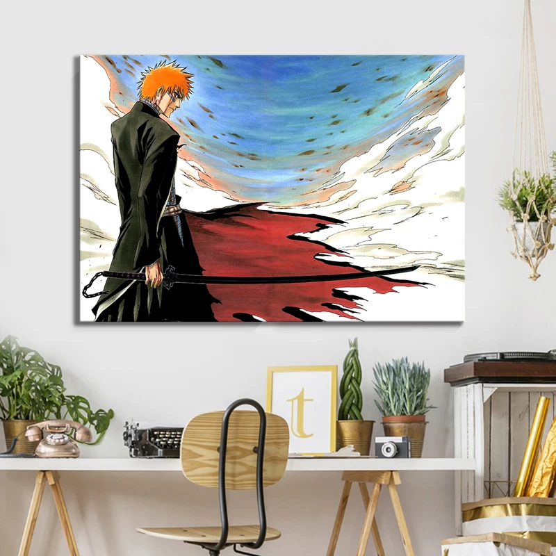 Аниме плакат Kurosaki Ichigo отбеливатель HD цифровое искусство настенная живопись