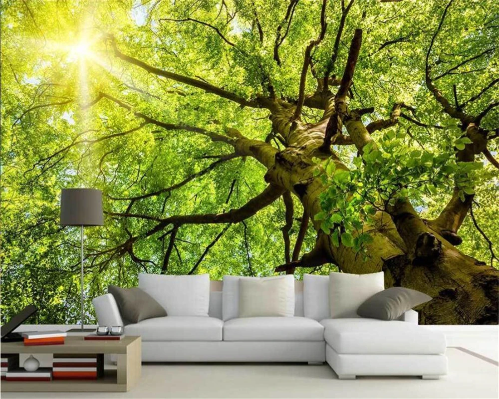 

Beibehang Custom Wallpaper Sunshine Trees Lush Road 3d Landscape TV Background Wall Living Room Bedroom Mural 3d wallpaper photo