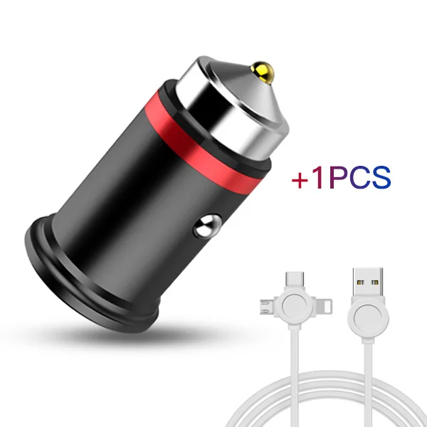 ACCEZZ Mini Dual USB Автомобильное зарядное устройство для Apple iPhone X 8 7 6 6s huawei Xiaomi samsung Быстрая зарядка светодиодный дисплей автомобильное зарядное устройство для телефона - Тип штекера: Add 1M White Cable