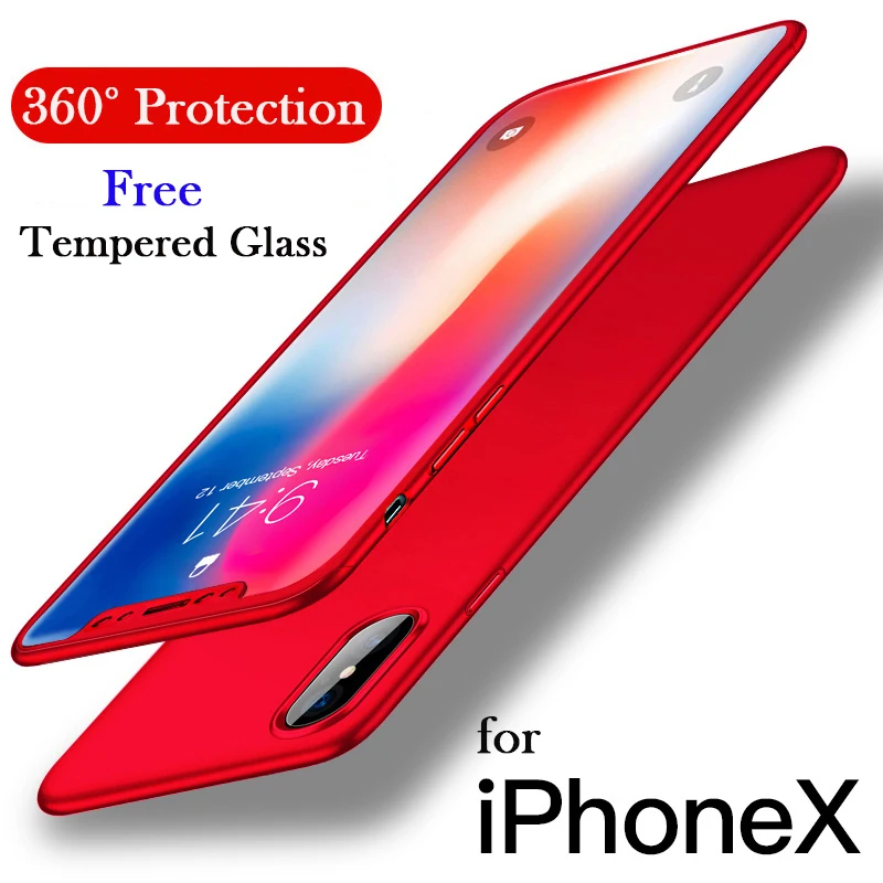 Ударопрочный 360 полный защитный чехол для Apple iPhone X XS Max XR тонкий жесткий ПК +