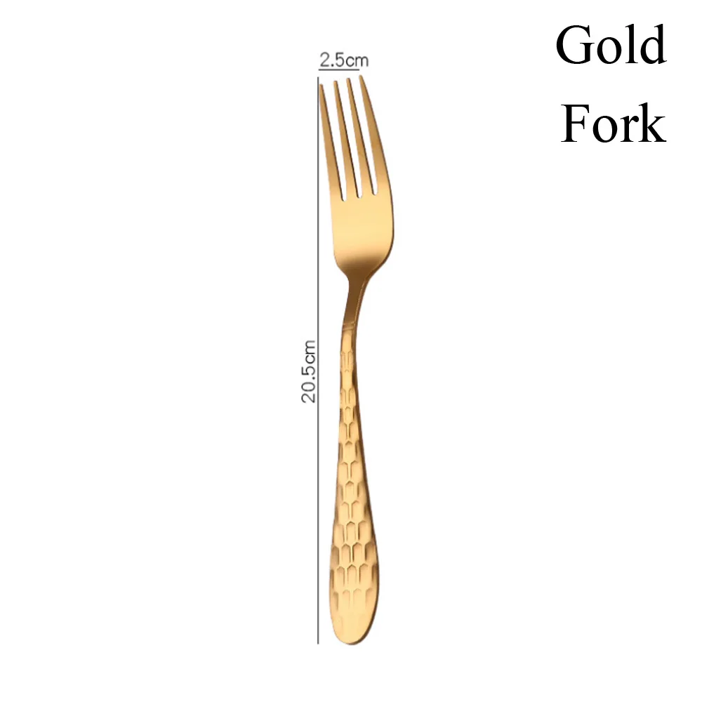 Fork gold 1 шт. многоцветная высококлассная столовая посуда из нержавеющей стали столовые приборы вилка для стейка чайная ложка принадлежности для приготовления обеда инструменты для дома и кухни - Цвет: Fork gold