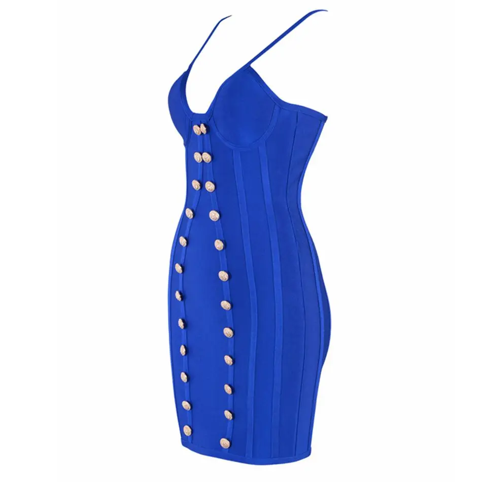 Newest Fashion Celebrity Party Bodycon Bandage Dress Women Blue Spaghetti Strap V-Neck Sexy Night Out Club Vestidos | Женская одежда