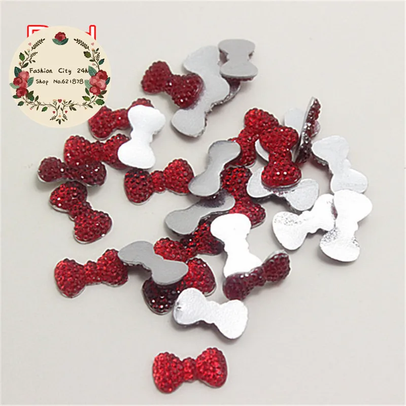 200pcs 12*7mm смесь цветов смолы starry Стразы с бантом плоская спина кабошон DIY nail