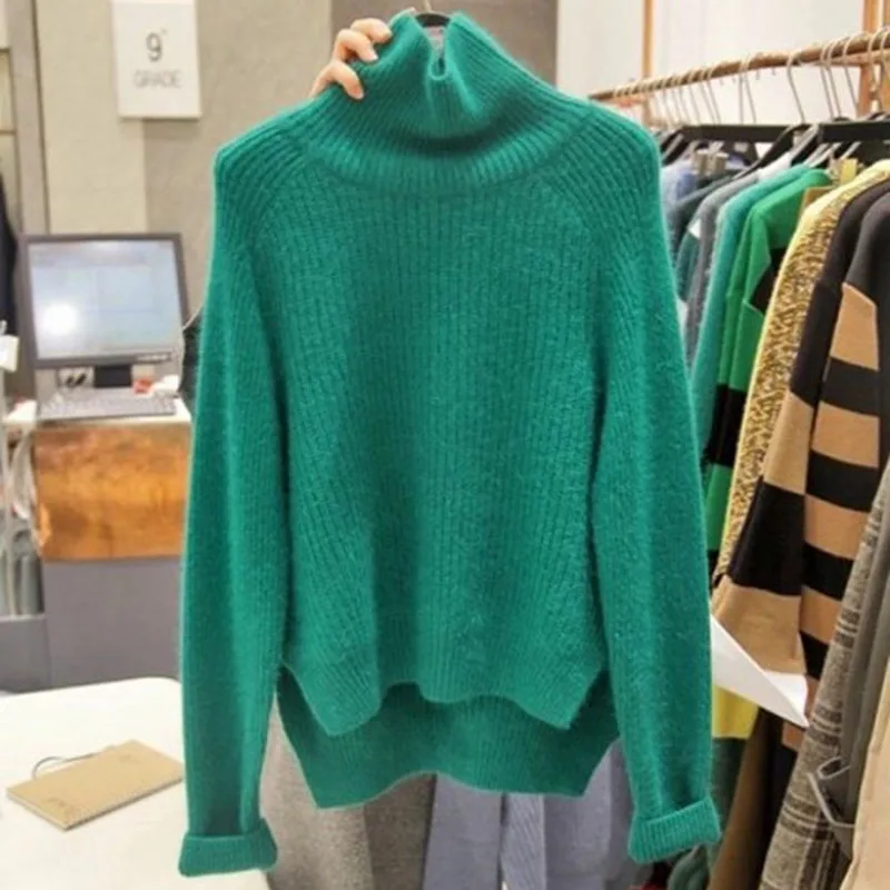 Корейский осенне зимняя Дамская обувь одноцветное свитеры для женщин 2018 новая