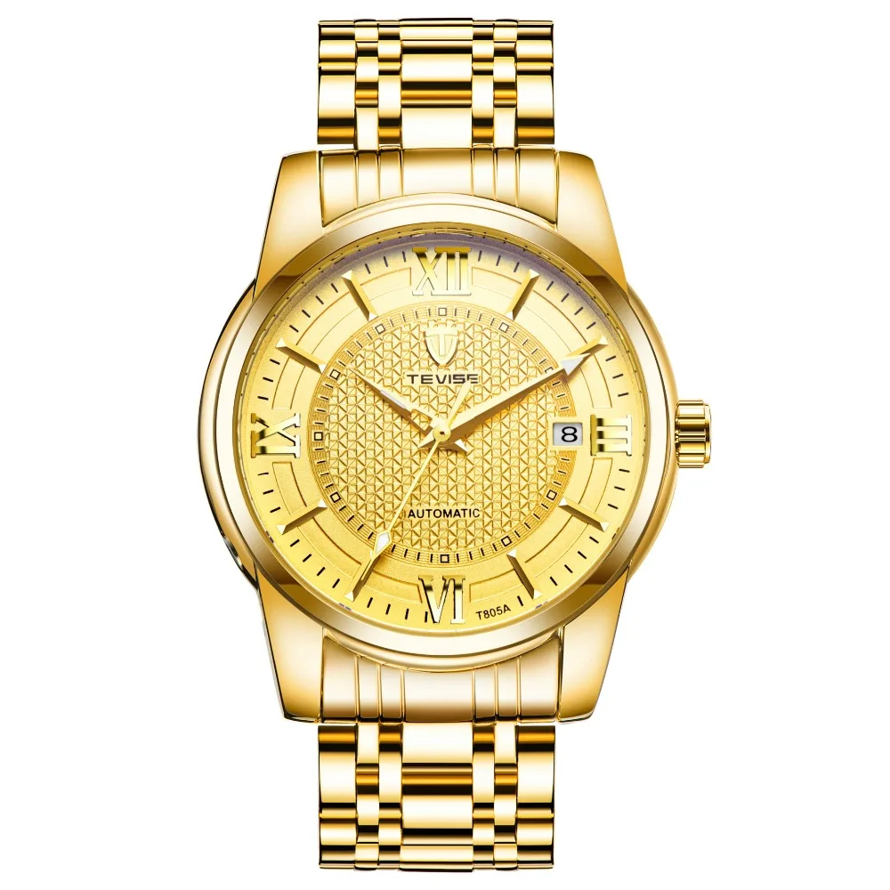 Мужские механические часы марки Tevise Модные Роскошные наручные автоматические из