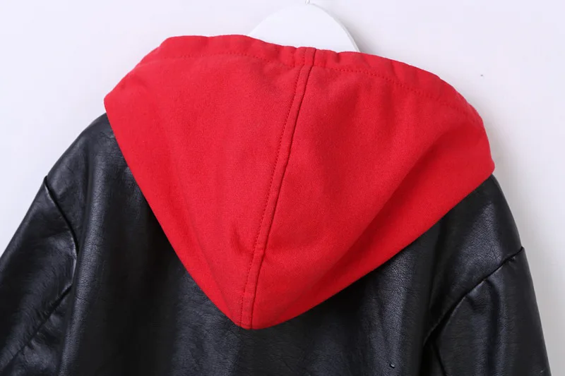 Toddler boy jacket Autumn and winter Leather jackets Girls PU outerwear Kids Hooded Faux leather coats Fit for 3-12years | Детская