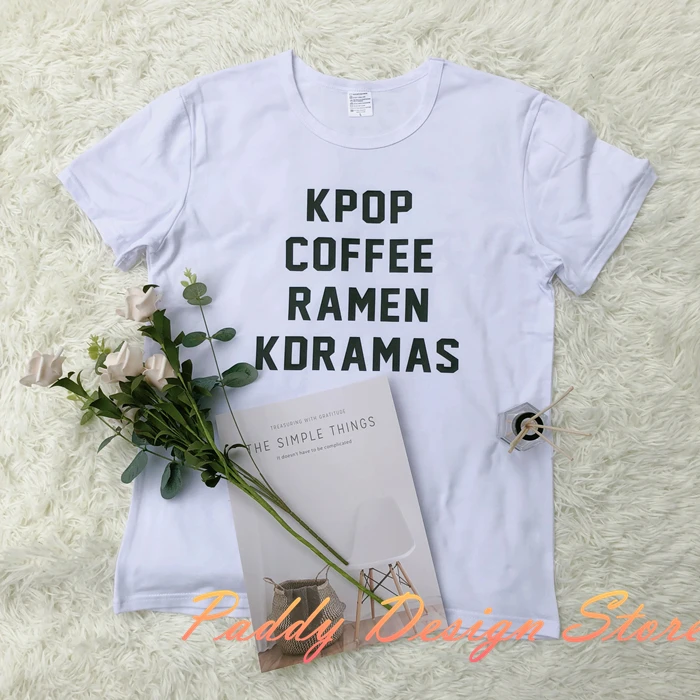 OKOUFEN/модная футболка унисекс Kpop coffee Ramen Kdramas, корейский стиль, уличная одежда, высокое качество, топы, футболки с буквенным принтом, крутая рубашка