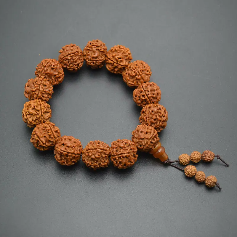 18mm Rudraksha Bodhi Round Beads Mala Prayer Man's Bracelets Jewellery Gift
