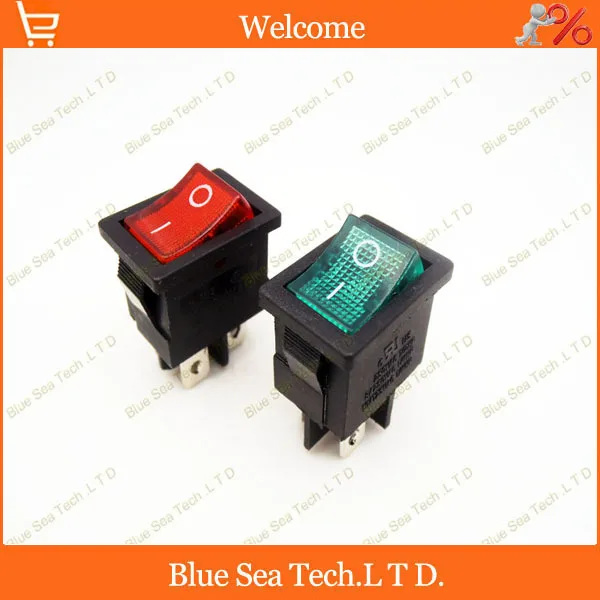 20 шт. красный и зеленый светодиодные лампы 4 контактный клавишный выключатель