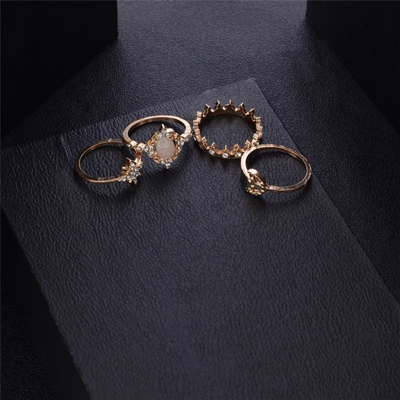 GIVVLLRY 13 pcs/set Star Moon Midi Rings Fashion Jewelry Minimalist Opal Rhinestones Crescent Crown Chic Knuckle for Women | Украшения и