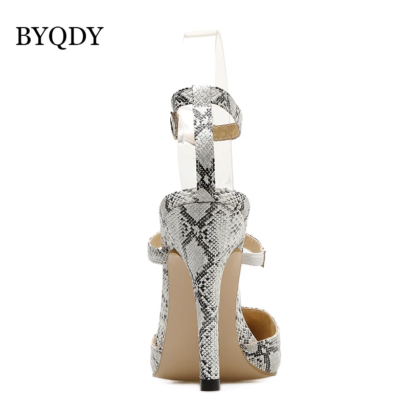 Женские туфли из змеиной кожи BYQDY туфли-лодочки с острым носком и ремнем на