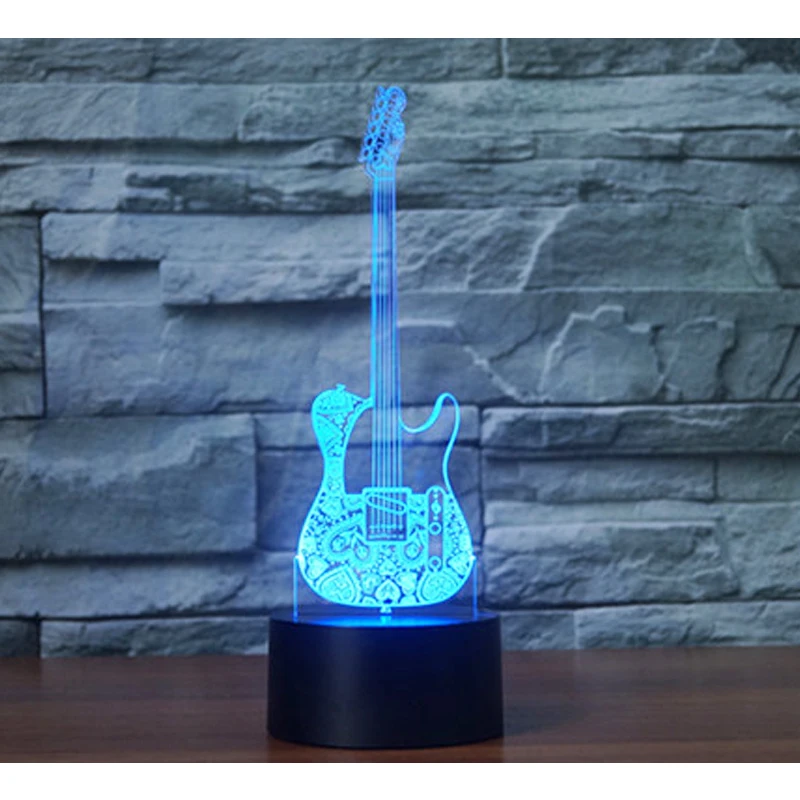 3D LED ночник гитара поставляется с 7 видов цветов светом для украшения дома лампа