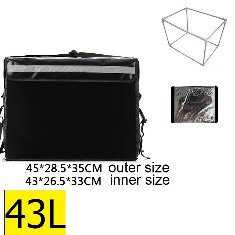 black 43L partition 30л 43л 62л большая сумка-холодильник с кронштейном утолщенная термальная коробка для пикника для обеда пакет льда еда может напитки автомобиль изоляция крутая сумка - Цвет: black 43L partition