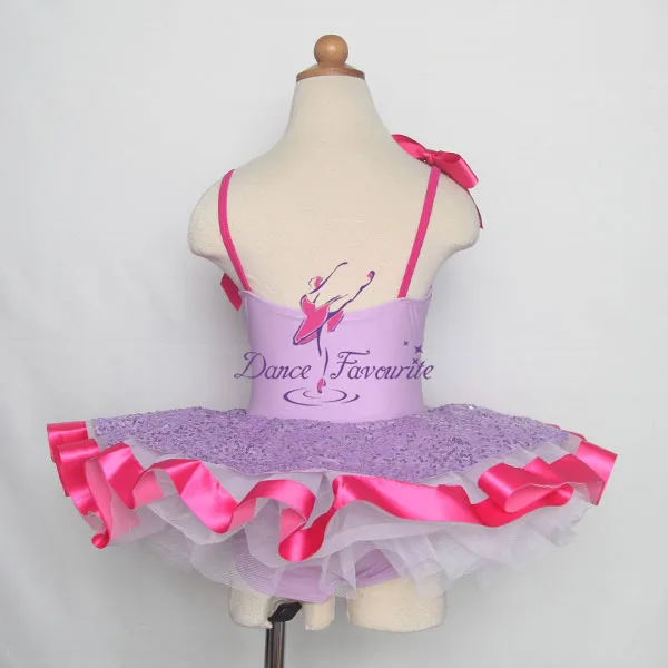 Lilac sequin Лиф из спандекса балетный костюм с пачкой для девочек детская балерина