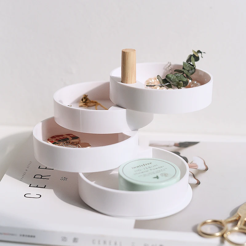 Вращающаяся шкатулка для ювелирных изделий с 4 слоями акриловая косметика
