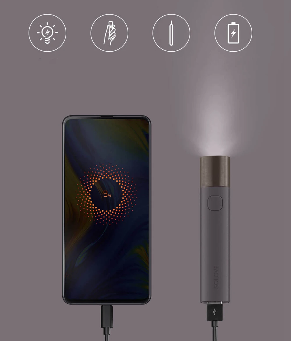 Xiaomi SOLOVE портативный фонарик для наружного кемпинга Самозащита устройство ночной