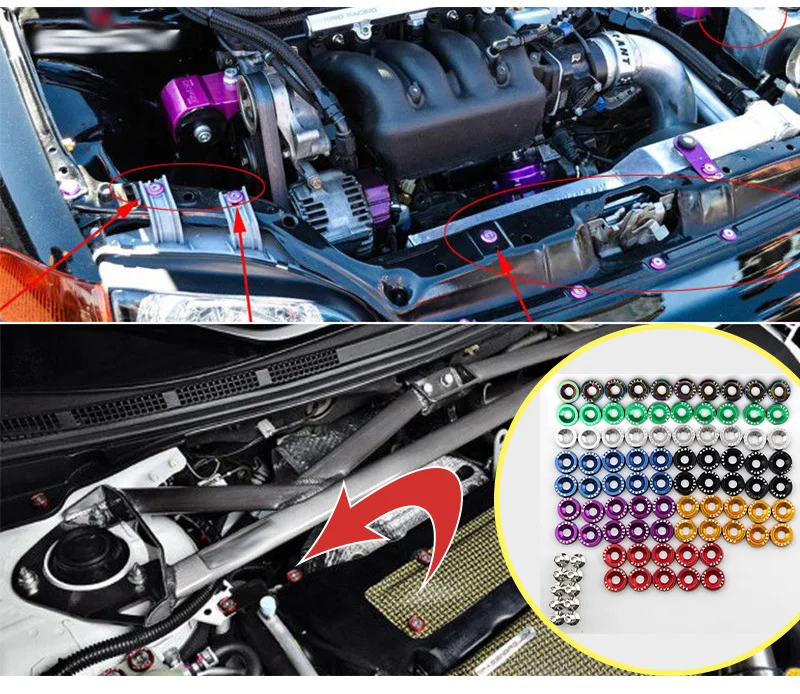 RASTP-10Pcs шайбы крыла плоская голова шайбы болт алюминий M6 болт для Honda Civic RS-QRF002-TP