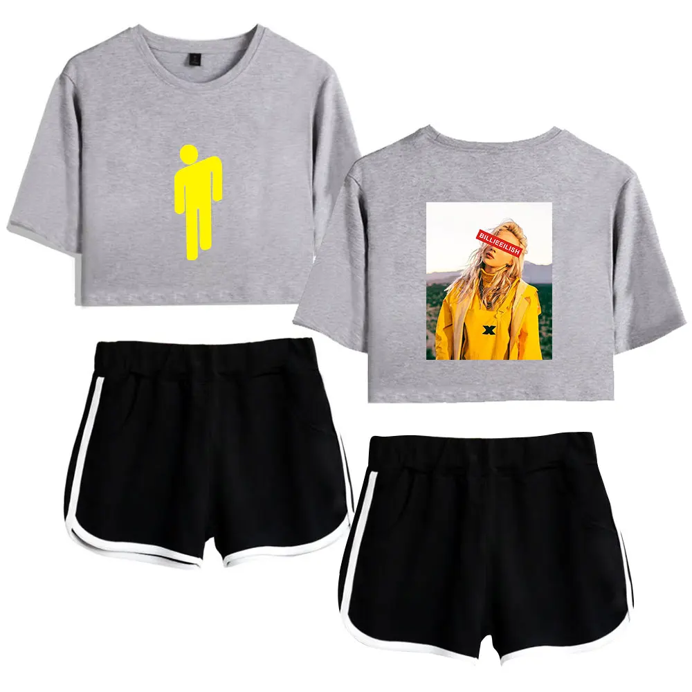 Модный комплект для женщин из 2 предметов: футболка с коротким рукавом и шорты |