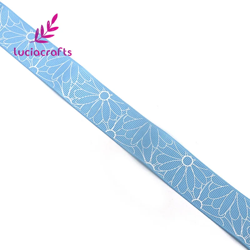 blue 2y Lucia crafts 25 мм полиэстер с цветочным принтом атласные корсажные ленты DIY упаковка шитье ручной работы материал аксессуары S0702 - Цвет: blue 2y