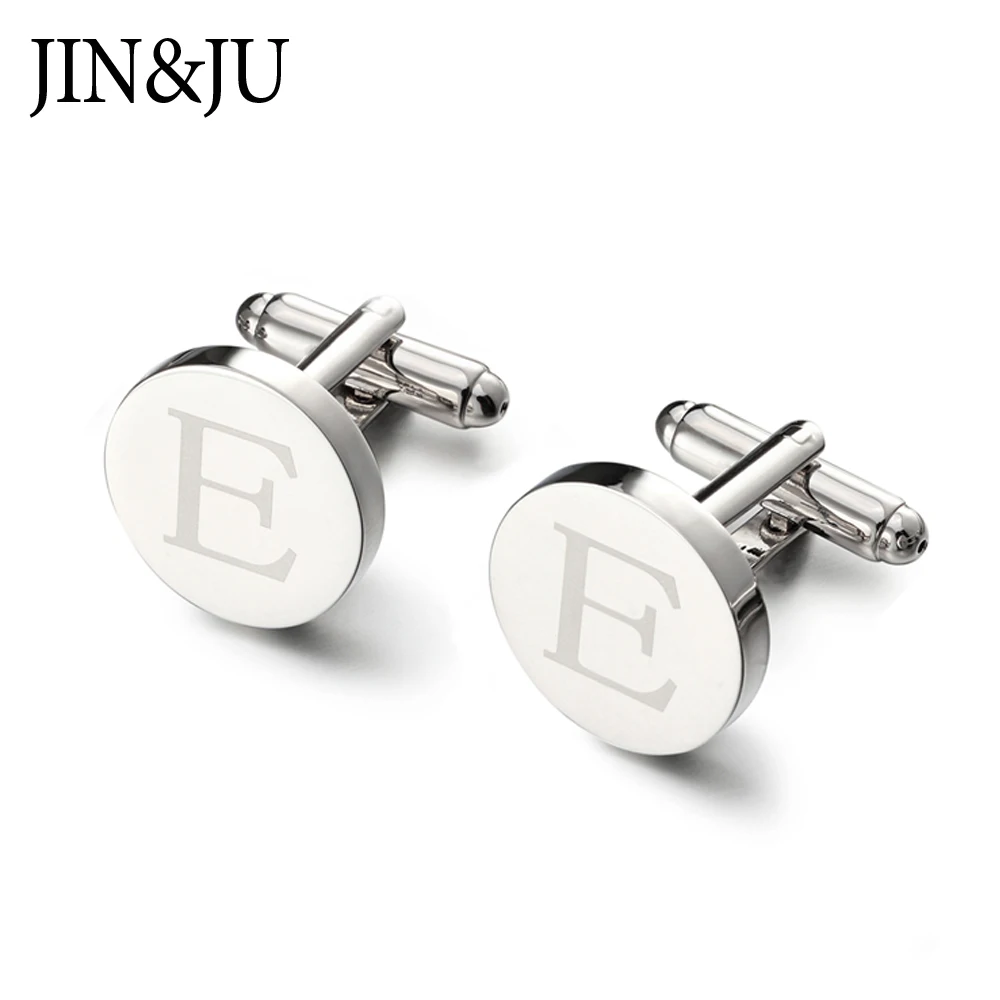 Мужские ювелирные изделия JIN & JU запонки с лазерной надписью A ~ Z буквами от до для