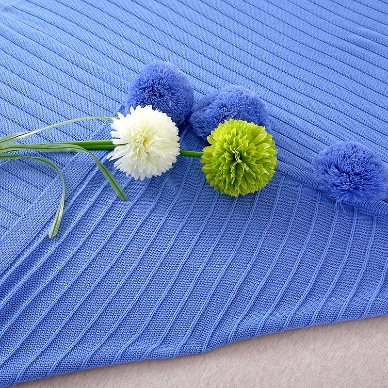 Оригинальное Брендовое хлопковое модное вязаное однотонное мягкое одеяло с