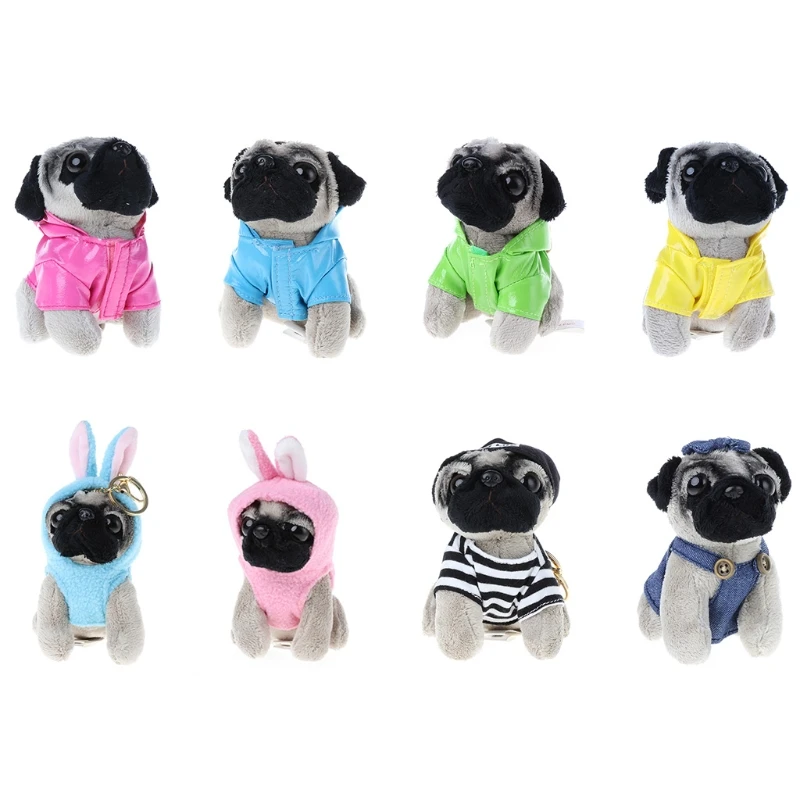 

Funny Cute Raincoat Pugger Dog Dolls Puppy Dog Bag Pendant Keychain Kid Toy Gift