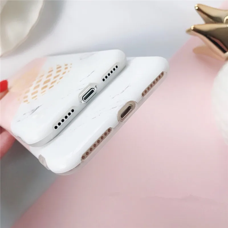 Stelllife Модные Золотые Мраморные чехлы для телефонов с ананасом iPhone 8 Plus capa гладкая