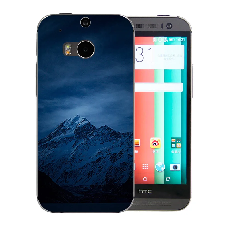 Phone Case Luxury Gel for HTC One M8 Mobile Soft TPU Shell Silicone Landscape Pattern Thin Full Protection Back Cover |
