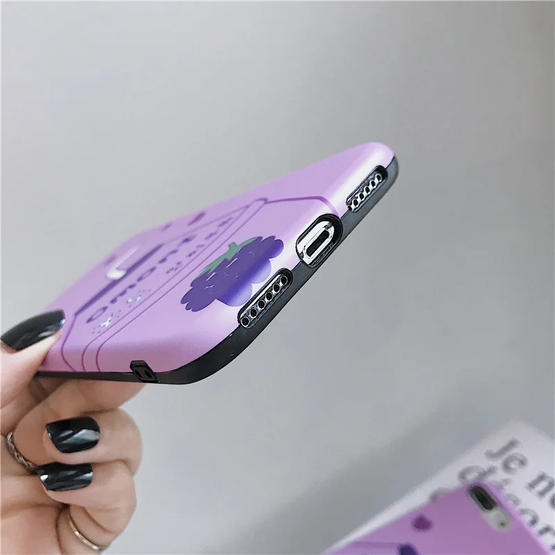 Cute Grape yogurt phone case for iphone 7 8 6 6s Plus X XR XS Max Cartoon Glossy soft tpu Capa Fundas |